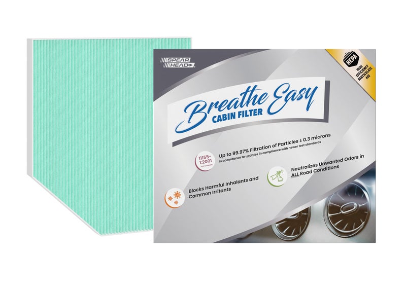 SPEARHEAD فلتر كابينة Spearhead HEPA Breathe Easy Cabin، ترشيح يصل إلى 99.97% لجزيئات 0.3 ميكرون مع عدم تقليل تدفق الهواء (BE-179H) - Image 1